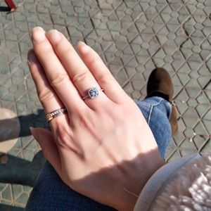 Sterling Silver Princess Cut Engagement Ring